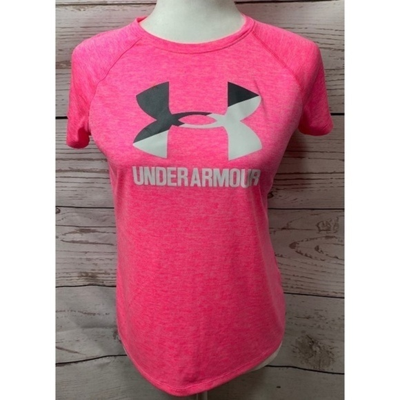 Under Armour Loose Fit Heat Gear Neon Pink Tee - Picture 1 of 5